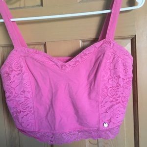 ABERCROMBIE & FITCH PINK LACE CROP TOP